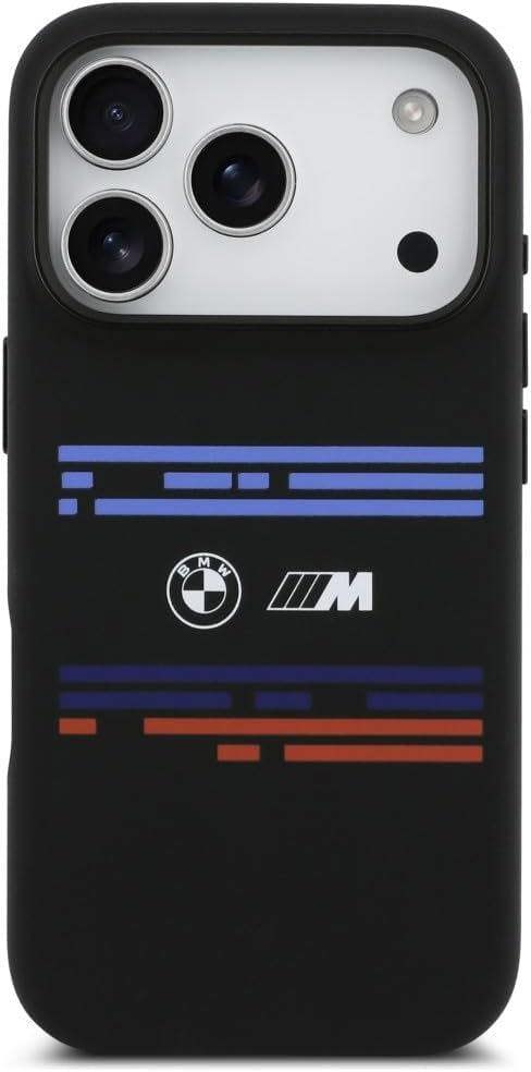 BMW M Series Silicone Horizontal Line Case with MagSafe for iPhone 17 Pro 6.3" Black - BMHMP17L25SHOTSK