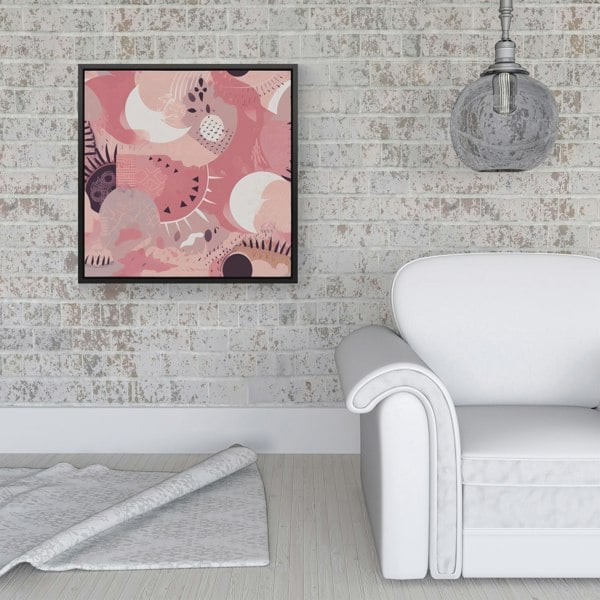 Warren Reed Abstract Pink White Framed Canvas