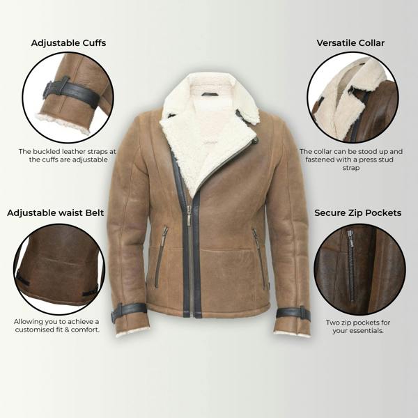 Infinity Leather Mens Double Breasted Sheepskin Leather Biker Jacket-Heathfield