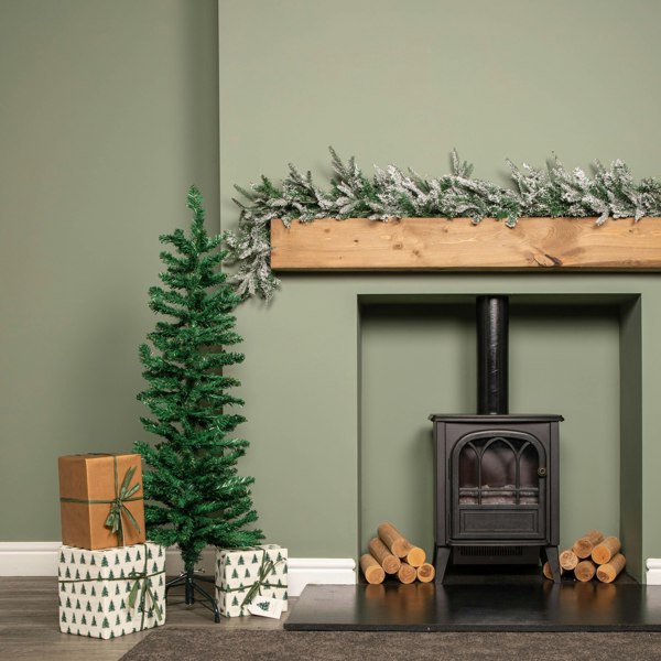 Samuel Alexander 4ft (1.2m) Green Artificial Pencil Christmas Tree With Green Metal Stand and 168 Tips