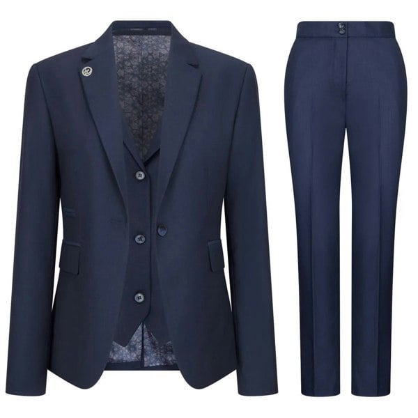 TruClothing TPW-14 - Women's 3 Piece Plain Navy Blue Suit
