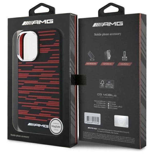 Mercedes Benz AMG Silicone Graphics Case with MagSafe for iPhone 16 6.1" Black & Red - AMHMP16S24SSRRK
