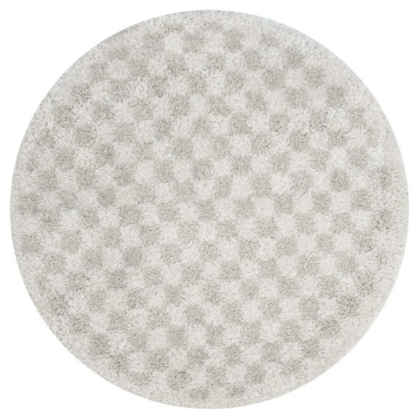 Moodi Shaggy Cream Rug, soft & fluffy pile, tartan design | THE RUGS