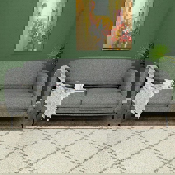 Diamond Design Thick Shaggy Area Rugs Ivory