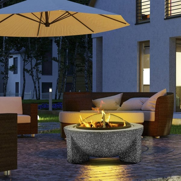 75cm Dark Grey Round Fire Pit Wood Burner & BBQ Grill Party Dining Garden Heater - LoopsDirect
