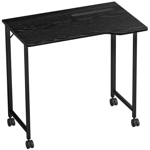 Wyld Haus Schut 80cm Wooden Black Folding Desk Lockable Wheels