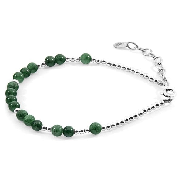 Anchor & Crew Green Agate Sienna Silver and Stone Bracelet 