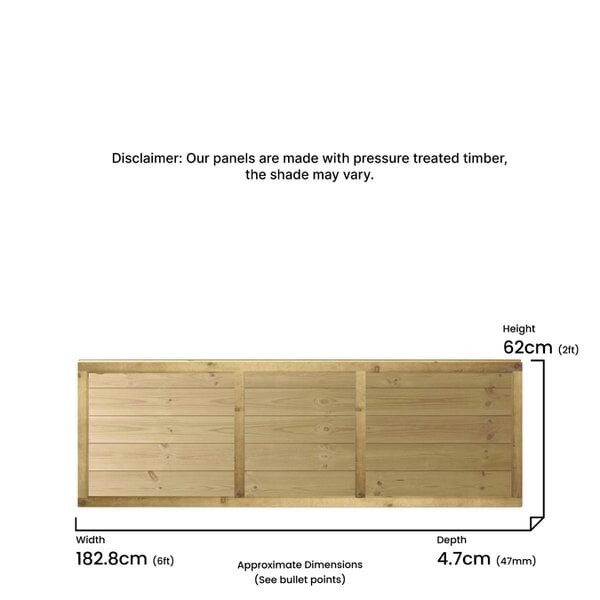 Premier Garden Supplies Ultimate Tongue & Groove Horizontal Boards Fence Panel - 3 Pack H: 2ft x W: 6ft (182.8cm) - Wood - Pressure Treated (Tanalised)