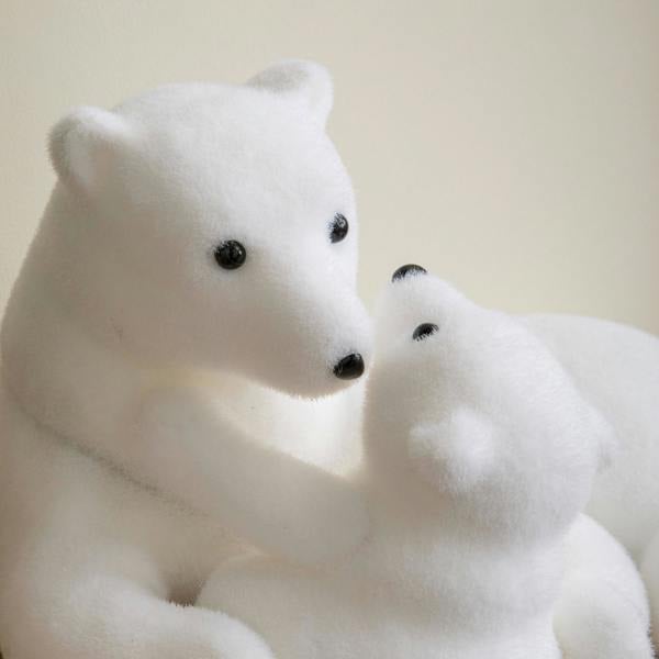 Samuel Alexander 49cm Flocked Polar Bear & Cub Christmas Decoration