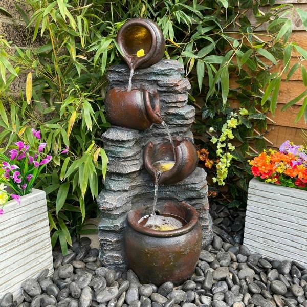 Tranquillity Water Features Mini 4 Pots on Stone Traditional Water Feature