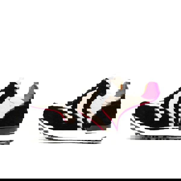 Embassy London Savana - Black & Cream & Pink - Women's athletic trainer with soft black and cream leather with pink trims