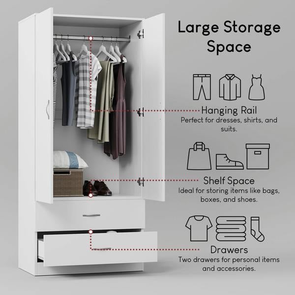 Vida Designs Riano 2 Door 2 Drawer Wardrobe