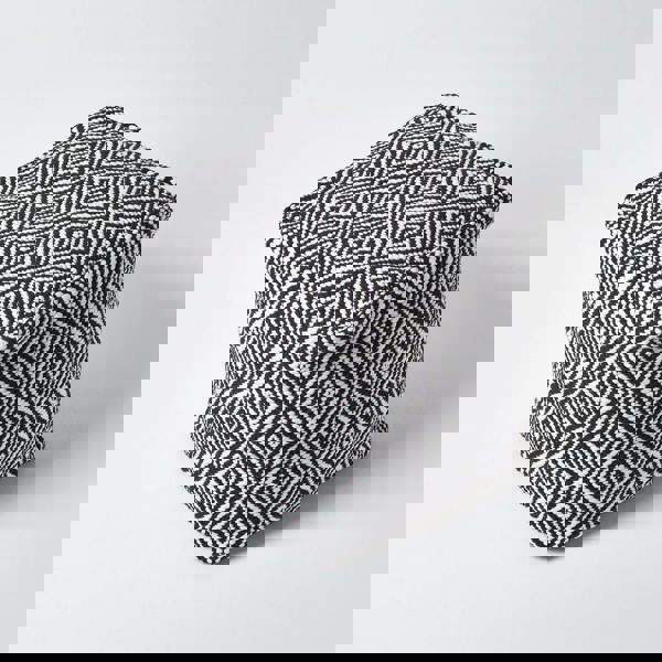 HOMESCAPES Trance Black and White Diamond Pattern Recycled Fibre Square Bean Filled Pouffe