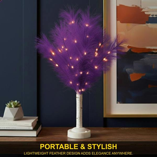 70cm Purple Feather Tree Table Lamp with Warm White LEDs, Decorative Light for Home Styling image 4