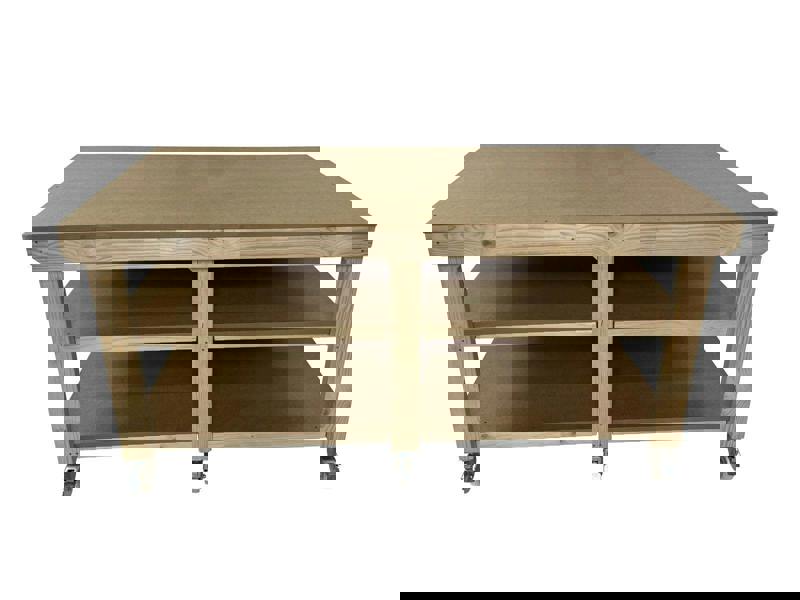 Arbor Garden Solutions Wooden Workbench MDF Top Depth-4ft With Wheels and Double Shelf