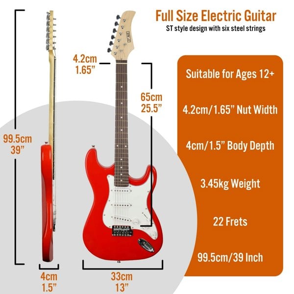 3rd Avenue Full Size Electric Guitar Pack with Bluetooth Amp#Colour_Red