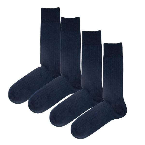 Jemsox 4 Pack - Premium Fine Ribbed Men’s Wedding & Formal Socks – Navy Blue