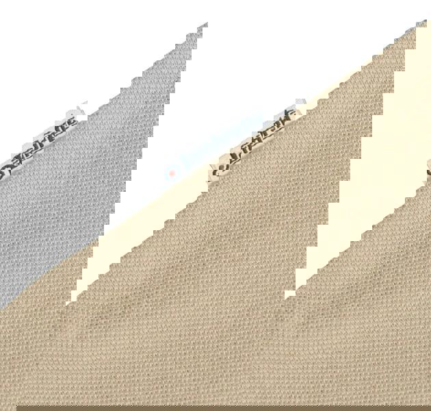 Lambretta Mens Vintage Classic Mod Ska Casual Smart Polo, close-up of beige textured fabric with Lambretta brand label