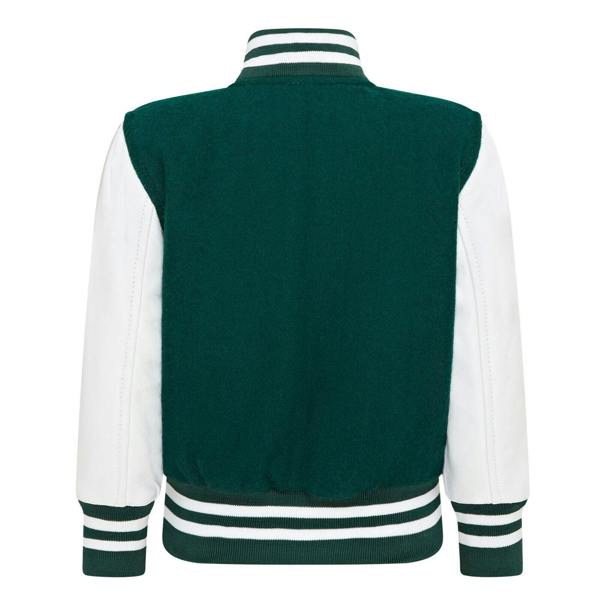 Infinity Leather Kids Wool Varsity Bomber Jacket with Real Leather Sleeves 3-13 yrs
