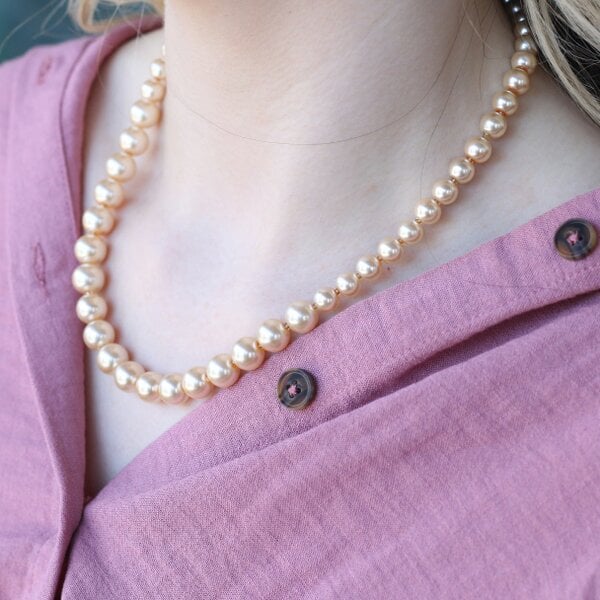 The Colourful Aura Large Golden Round Pearl Bridesmaid Statement Wedding Necklace  and Earring Set