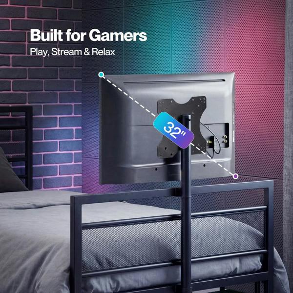 Levede Single Bed Frame Gaming Bed TV Bed 360° Rotating Mount Metal Black