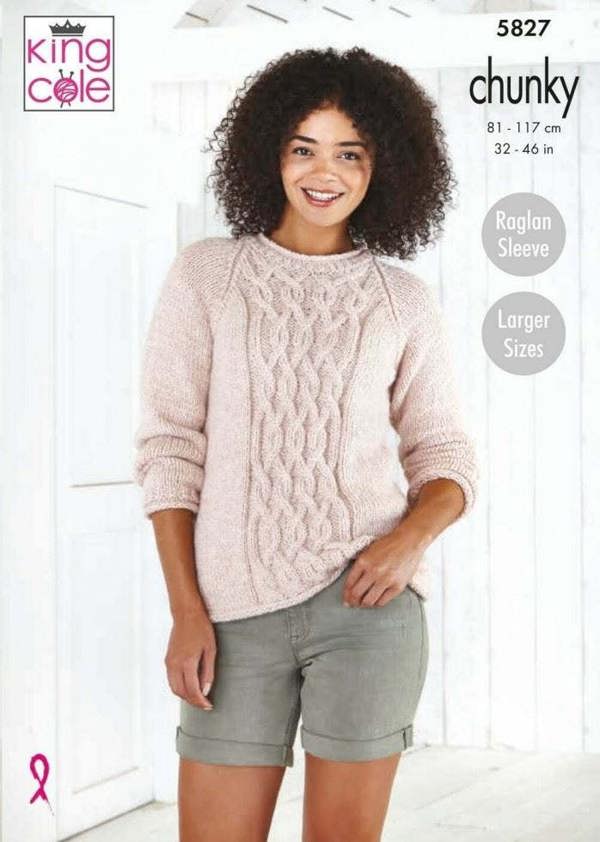 King Cole Timeless Chunky Knitting Pattern 5827, Cardigans, Sweaters for Women, 32 - 46 Inches
