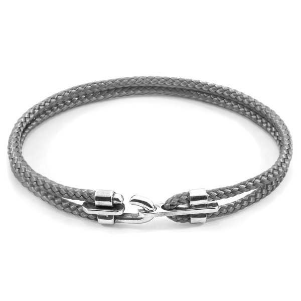 Anchor & Crew Classic Grey Canterbury Silver and Rope Bracelet