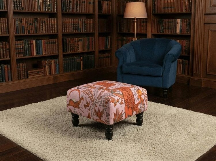 ISTOOLS Printed Fabric Bespoke Footstool – Comfort Meets Style (Non-Storage) - 19 x 17 Inches (48 x 43cm)