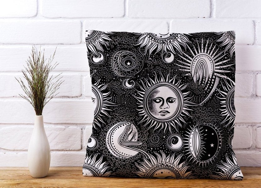 Warren Reed Moon and Sun Black White Cushions