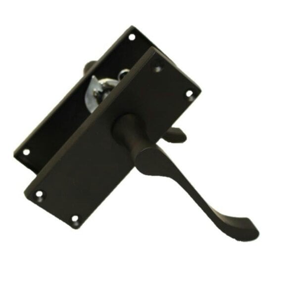 EDH Door Hardware Matt Black Victorian Scroll Door Handles on Backplate – Handle Only or Handle + Tubular Latch – 150mm x 42mm