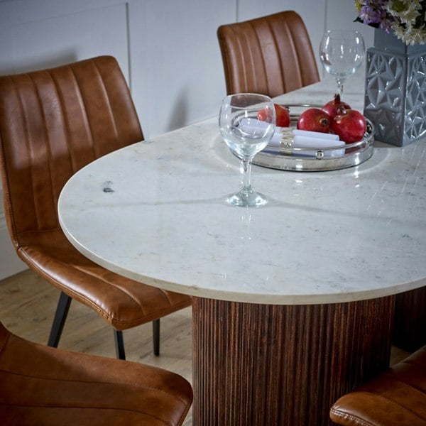 IH Design Miel Mango Wood Dining Table 170Cm With Marble Top