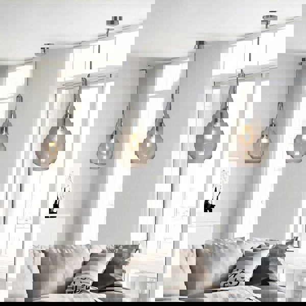 Rafaelo Mobilia Teardrop Smoked Light Shade Ceiling Pendant Grey