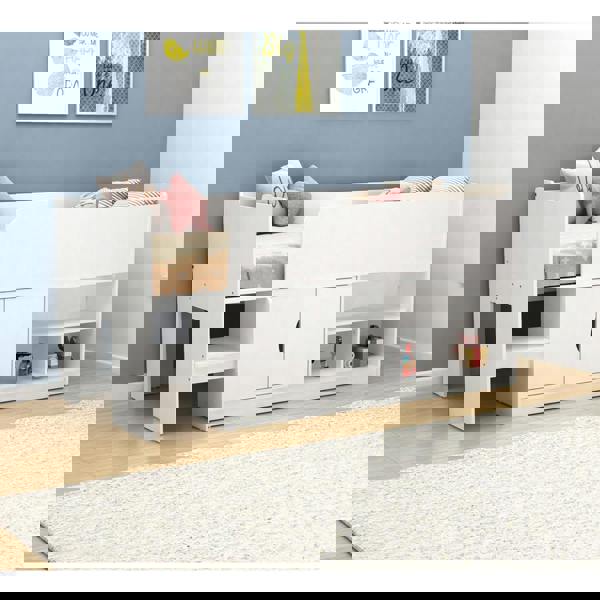 Mid sleeper bed frame in a modernly decorated bed room.