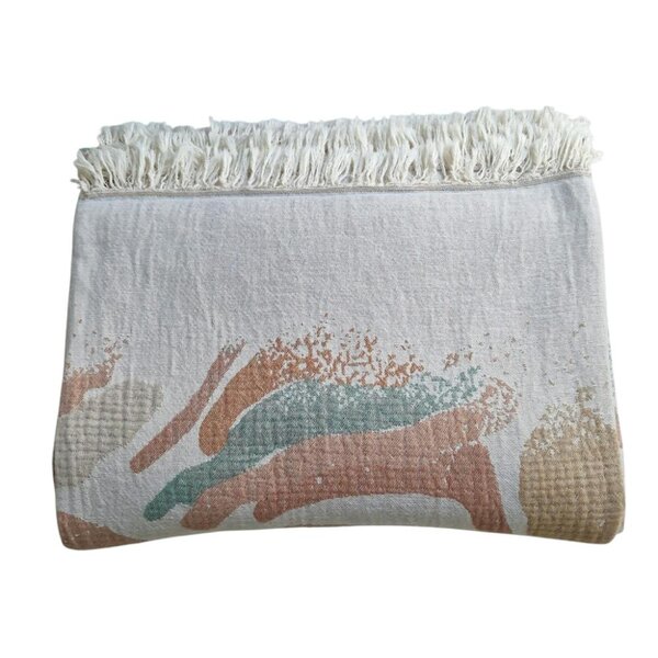 Cotton and Olive Atlas Soft Cotton Jacquard Throw | SECONDS