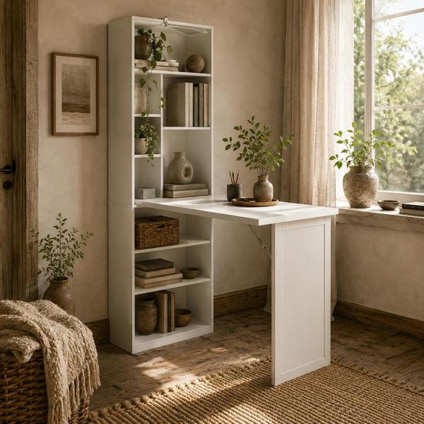 Wyld Haus Larono 98cm White 3 Section Work Desk With Writing Board And Storage