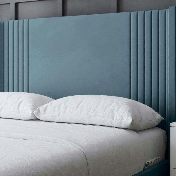 DS Living Elara Divan Bed with Winged Panel Headboard - Blue - Single / 3ft