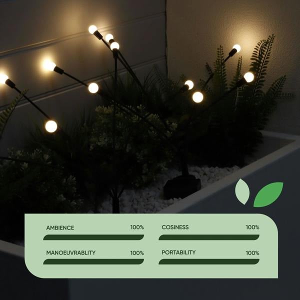 Gardenwize Pack of 2 Solar Firefly Stake Lights – Warm White LED Garden Lights
