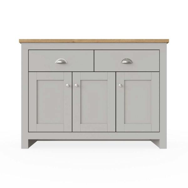 Timber Art Design Lisbon Sideboard 3 Doors 2 Drawers Buffet Storage Cabinet Cupboard Light Grey
