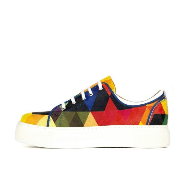 Embassy London Camila - Retro - Women's white sole leather trainer in bright colours