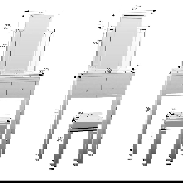 Comfy Living Mirrored Dressing Table Stool Mirror- Available Individually Or As Set Bedroom