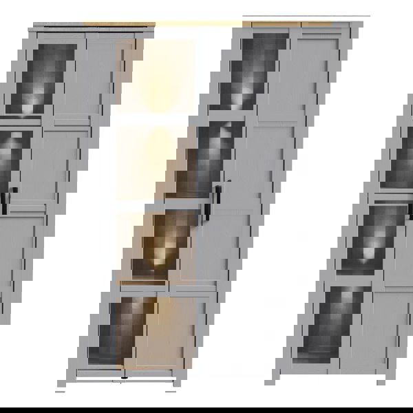 Furniture To Go Bohol Display Cabinet inc. 2x LED Lights in Riviera Oak/Grey Oak