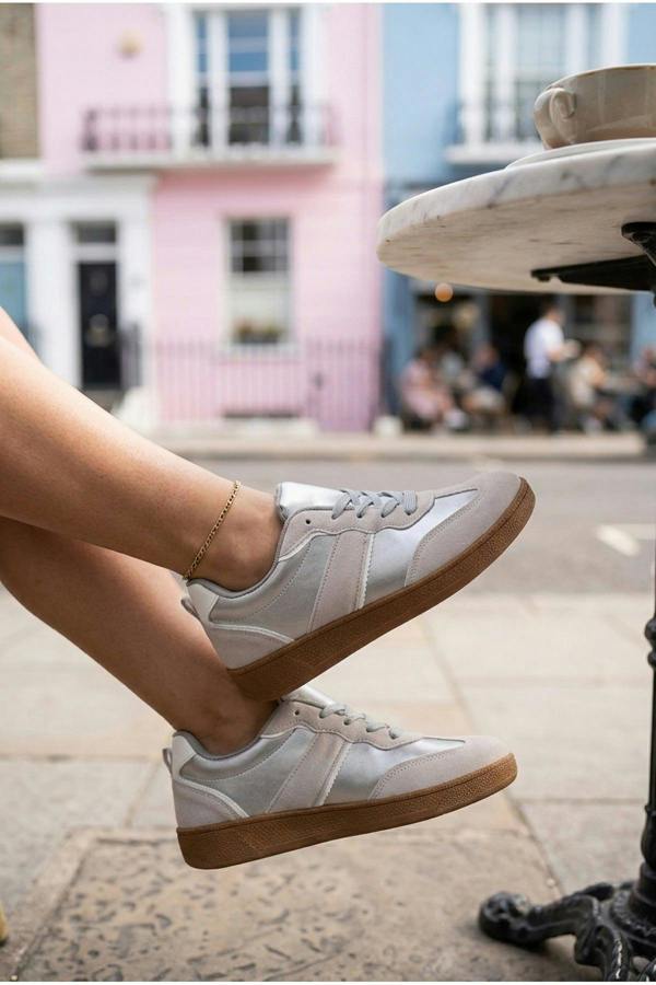 Saoirse Retro Style Trainers | colour:SILVER