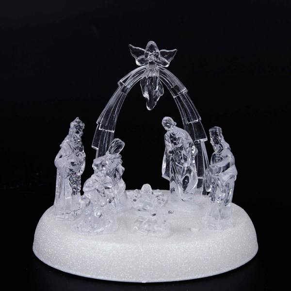 20cm Christmas Pre-Lit LED Musical Nativity Scene Acrylic Sculpture Battery Operated Light Up Xmas Tabletop Home Decorations image 9