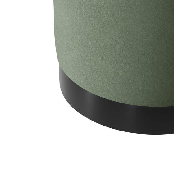 Wyld Haus Kalua Small Sage Green Round Velvet Stool Matt Black Base