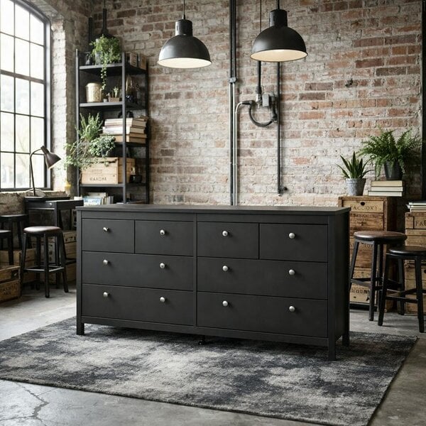 Wyld Haus Gossmere Matt Black Large Chest 8 Drawers