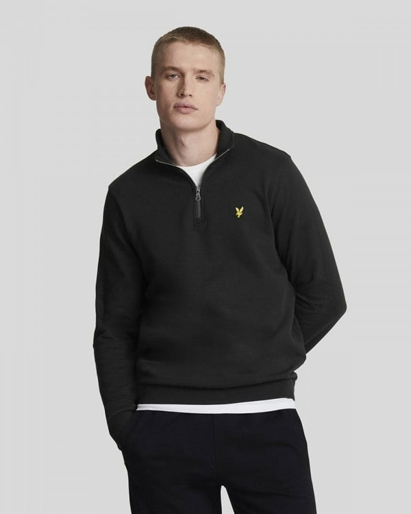 Lyle & Scott Mens Embroidered Quarter Zip Sweatshirt - Z865 Jet Black