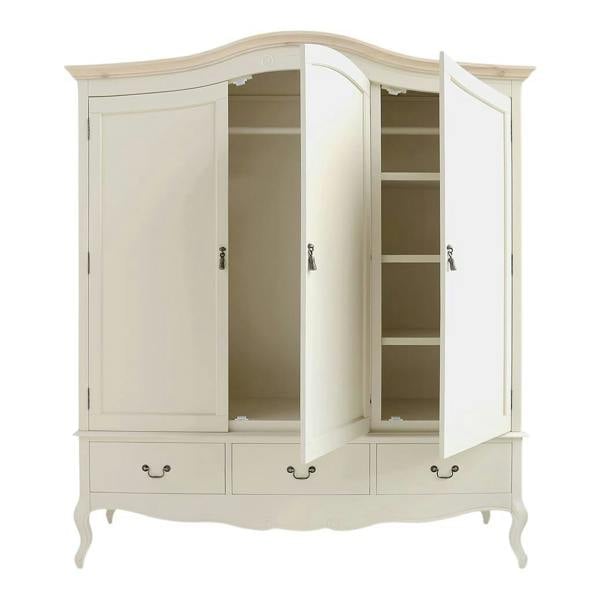 Juliette Triple Wardrobe. French Style 3 Door Bedroom Storage