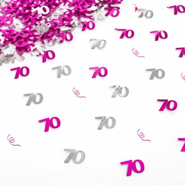 70th Birthday Pink and Silver Metallic Confetti Pack for Party Tables and Celebrations image 8