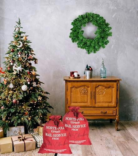 6cm Red Hessian Christmas Sack with North Pole Express Mail Print image 7