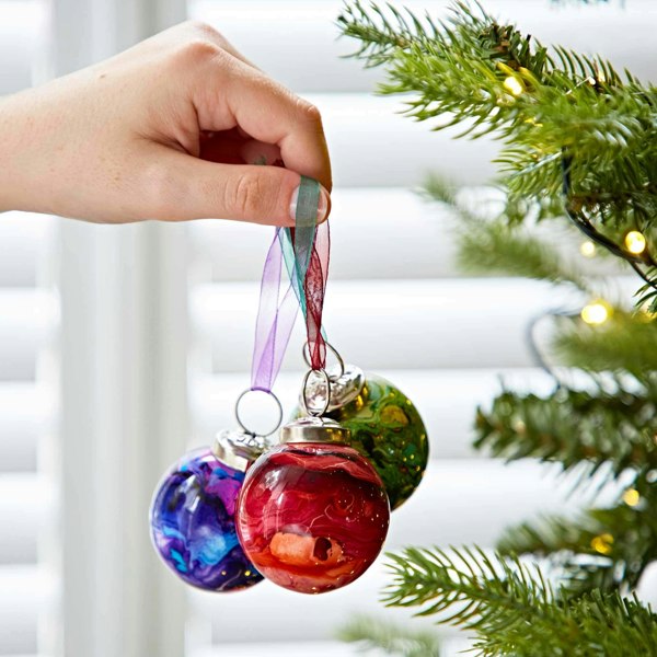 Paper High Set of 3 Zara Coloured Recycled Glass Marble Baubles
